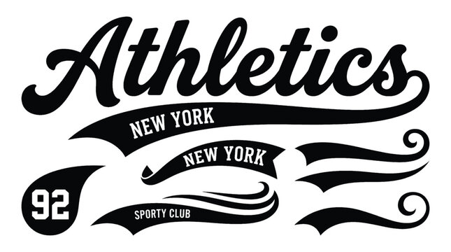 Vintage baseball script swooshes and swashes with dynamic retro wave tails. Athletic lettering and typographic underlines for sports logos, apparel, and branding.
