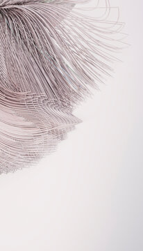 Abstract hair strand render with flowing lines on white