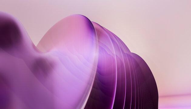 Colorful reflective geometric layers in abstract 3D render