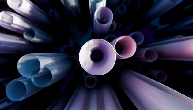 Abstract colorful 3D tubes with depth and soft glow