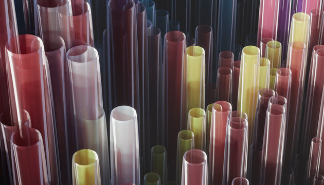 Abstract colorful transparent tubes forming modern backdrop