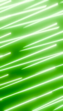 Abstract green neon light streaks background with glowing lines