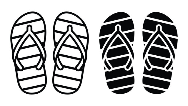 Black and white striped flip flops pair