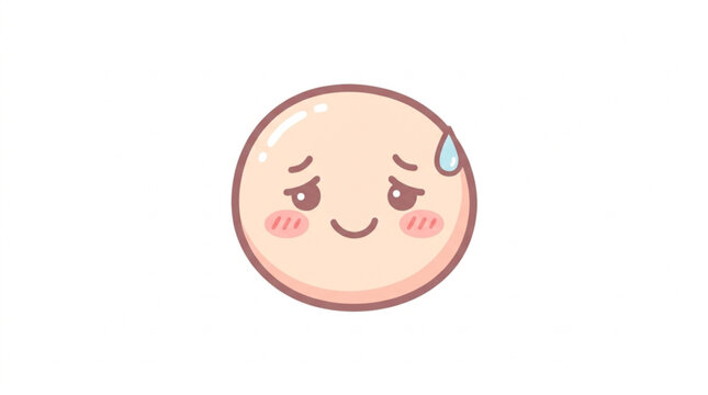 Cute blushing face with sweat drop emoji illustration.