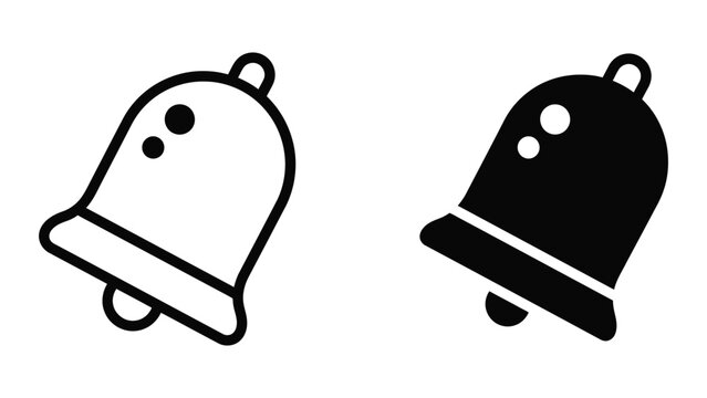 Simple black and white alarm bell icons