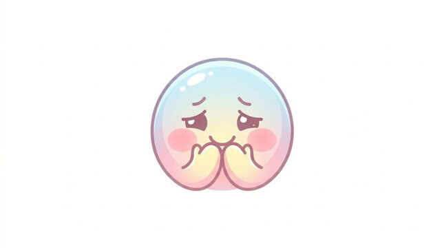 Cute cartoon face with blushing cheeks and worried expression.