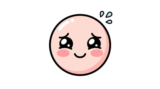 Cute cartoon face with blush and sweat drops.