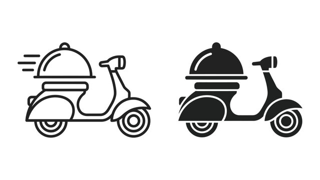 Food delivery scooter icon with chef hat