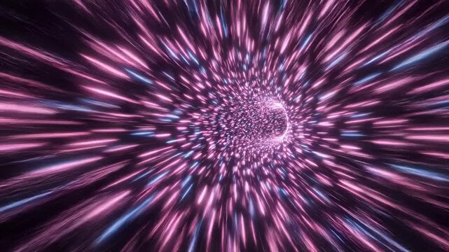 Abstract Pink and Blue Light Speed Tunnel Effect Animation.