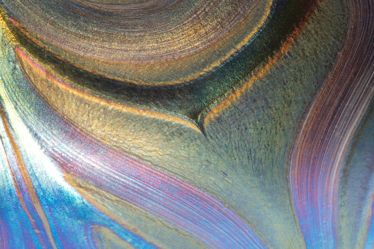 Macro Detail of Colorful Handmade Glass Vase Surface