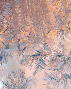 Digital Macro Closeup of Frost Crystals on Window Pane
