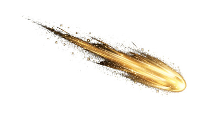 Obraz premium golden comet light trail isolated on transparent background