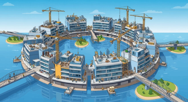 Cruise ship under construction harbor.