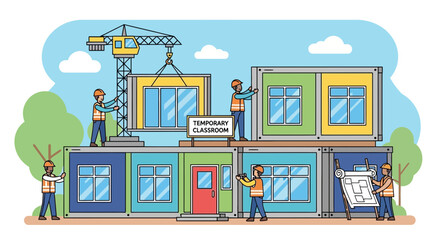 Obraz premium People working on colorful shipping containers.