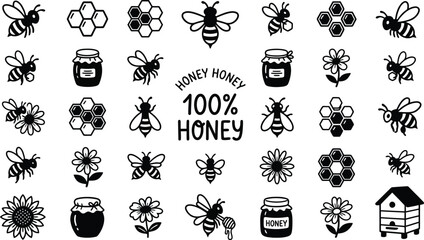  Honey Bee And Beekeeping Vector Illustration Collection © kamrunnahar