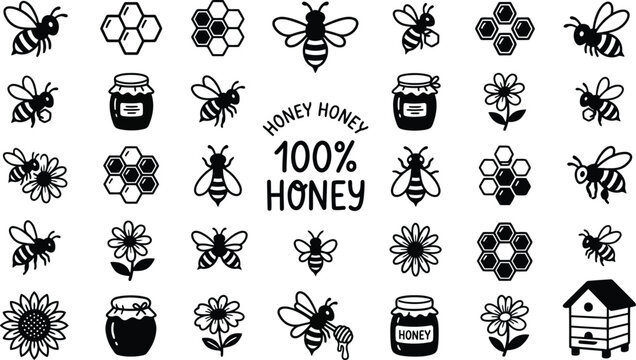  Honey Bee And Beekeeping Vector Illustration Collection