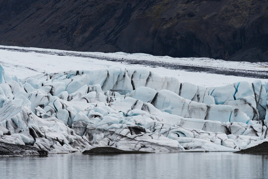 Svinafellsjokull glacier tongue and lagoon in Iceland