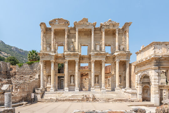Ancient ruins of the Library of Celsus in Efeso, Turkey