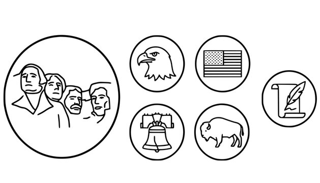 Mount Rushmore monument illustration in modern graphic style. mount Rushmore national memorial vector illustration