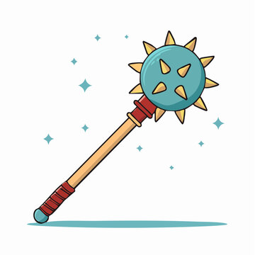 Cartoon Flail Weapon with Spikes
