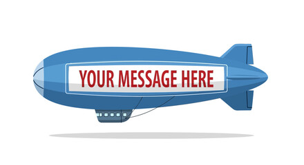 Cartoon Blue Blimp Airship with Blank Advertising Banner © Azrha