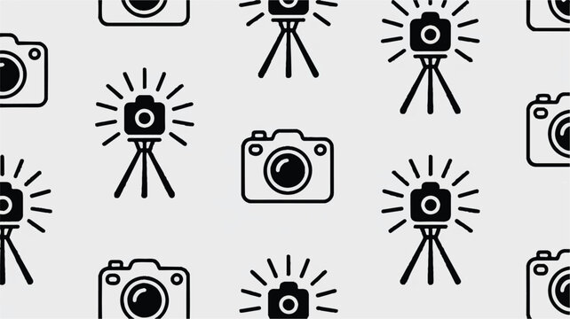 cameras and tripods icons in black on gray background