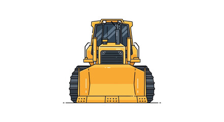 Front View Illustration of a Yellow Bulldozer Construction Vehicle © Azrha
