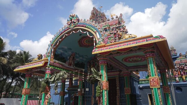 View of ornate and colourful exterior of Sri Muthumari Amman Hindu Temple, Matale, Sri Lanka, Asia