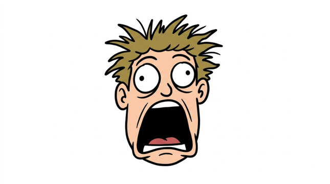Man With Wild Hair And Wide Eyes Screaming.