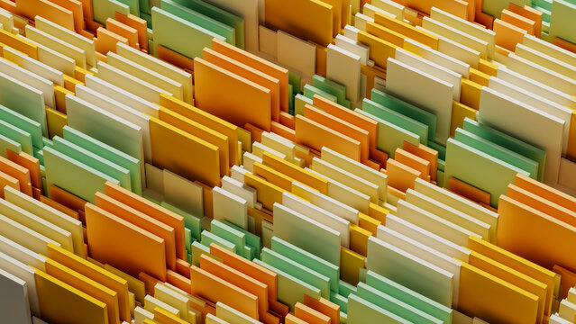 Colorful layered blocks form an abstract design in geometric style