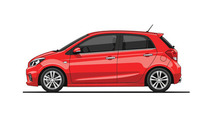 Obraz premium Red Hatchback Car Side View Vector Illustration