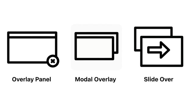 Icons for UI overlay panel modal overlay slide over effects user experience user interface web design app design element graphic design user interaction UI design UX design