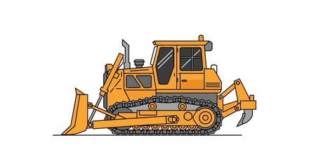 Vector illustration of a yellow industrial bulldozer construction vehicle © Azrha