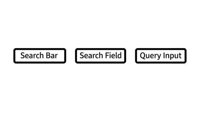 Search bar search field query input buttons with search engine data retrieval user experience text box interface technology elements information navigation interaction illustration