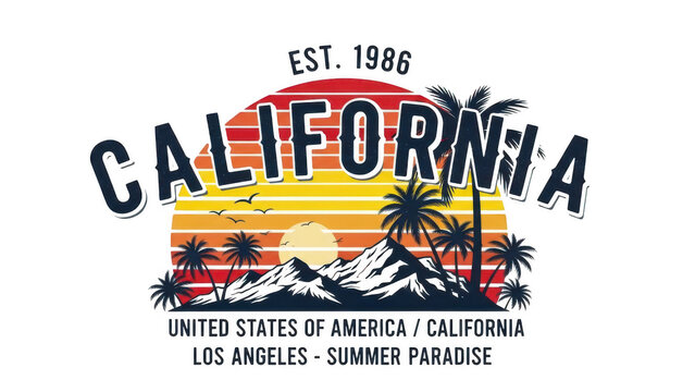Vintage california postcard with colorful text and graphics