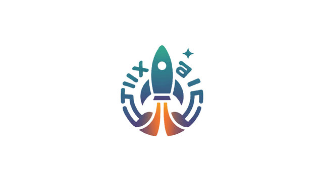 startup rocket launching with plus and star symbols around it
