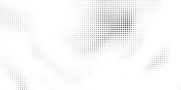Abstract gradient halftone wave dotted textured pattern. Black grunge speckle on white background overlay. Retro comic pop art backdrop with halftone dots design