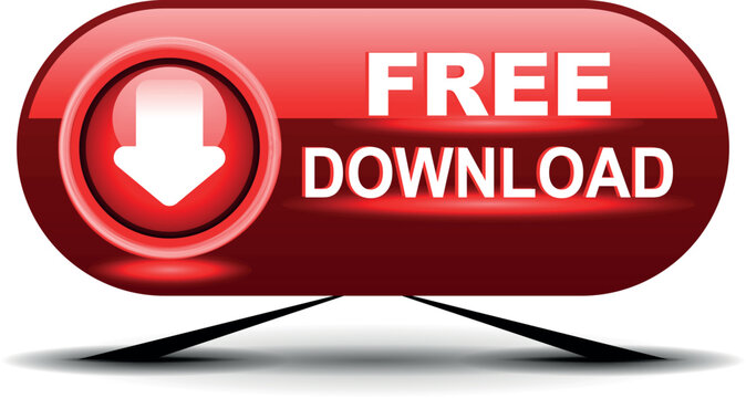 download button for internet website use. red Download icon on isolated white background with shadow.