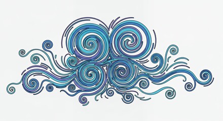 Fototapeta premium Abstract Swirls of Blue and Purple Lines Creating Stylized Clouds and Ocean Waves Motion