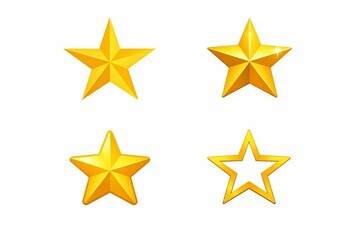 Obraz premium Bright shiny golden star icons in four different styles
