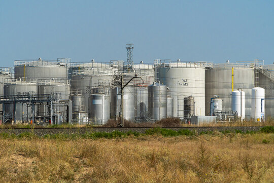 Biodiesel storage tanks at renewable fuel production facility