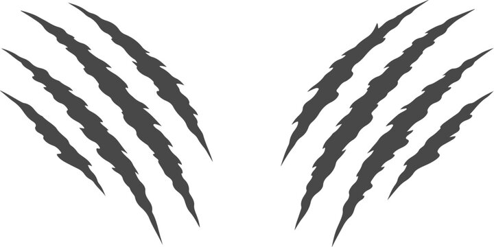 Black Claw Scratch Marks Effect: Abstract Grunge Animal Slash Damage Vector
