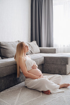 Peaceful morning moment of reflective maternity