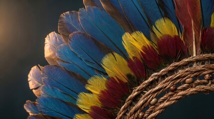 Obraz premium Vibrant Indigenous Feather Headdress Detail
