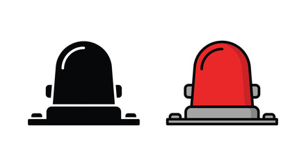 Fototapeta premium Emergency siren with base color and black silhouette