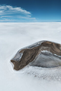 Uyuni Salt Flats with minimal desert landscape