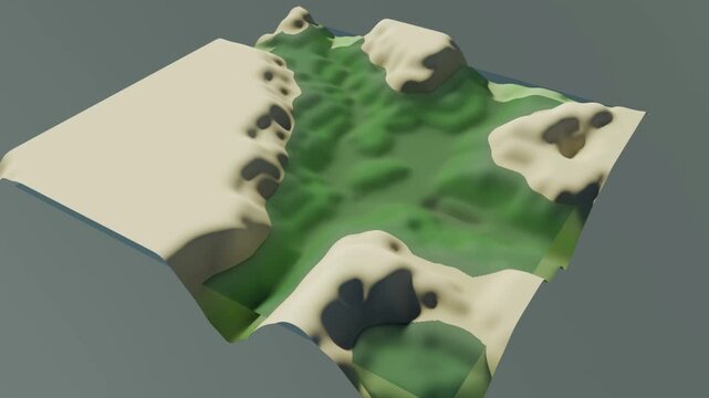Isometric 3d landscape river water 4k