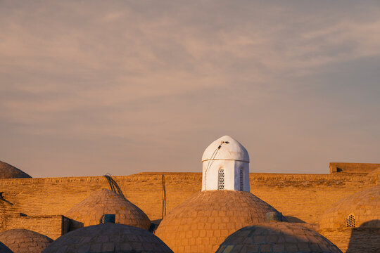 Ancient domes and brick roofs in Khiva, Uzbekistan