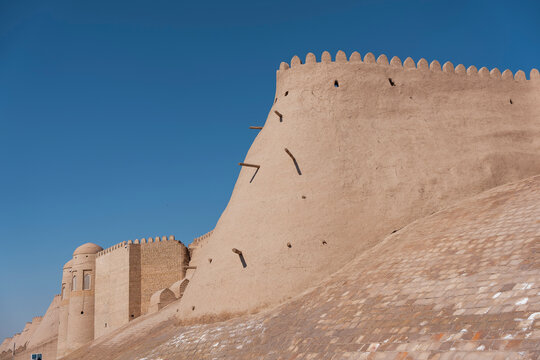 Ancient fortress walls of Hiva on the Silk Road, Uzbekistan
