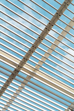 Modern architecture lattice against blue sky background